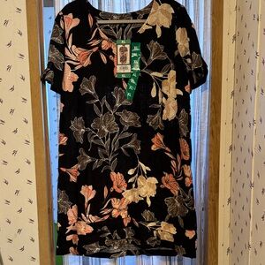 Nicole Miller dress - Black with Pink & Cream Flowers